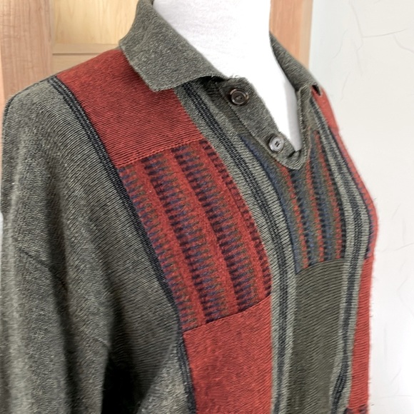 🇨🇦 Vintage Orvieto Wool Blend Long Sleeve Green Orange Sweater, Size L - Picture 3 of 15